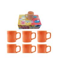 Jogo 6 Xícaras De Chá Café 80Ml Porcelana Laranja - Caf2007