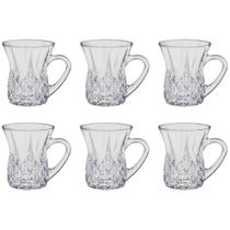 Jogo 6 Xícaras de Chá Café Vidro Cristal 140ml Elegante Decoração Jogo 6 Xícaras de Chá Café Vidro Cristal 140ml Elegante Decoração