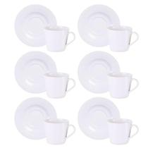 Jogo 6 Xícaras de Chá com Pires 185ml Porcelana Tramontina Vibrare Café Mesa Posta