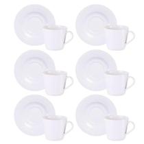 Jogo 6 Xícaras de Chá com Pires 185ml Porcelana Tramontina Vibrare Café Mesa Posta