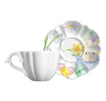 Jogo 6 Xícaras de Chá com Pires Coleção Flower Rabbit Scalla Cerâmica