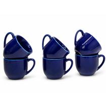 Jogo 6 Xícaras de Chá Paris de Porcelana 170ml Azul Cobalto para Café, Chá, Espresso