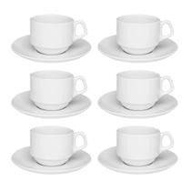 Jogo 6 Xícaras De Chá Porcelana Empilhavel 200ml Branco Hotel Cafeteria Oxford