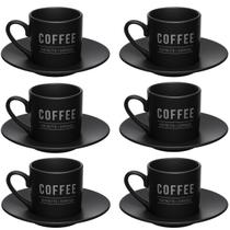 Jogo 6 Xícaras de Porcelana 80ml com Pires Design Elegante Material Forçado para Cozinha Bar Caneca Copo Café Chá