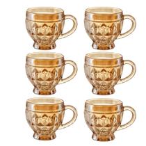 Jogo 6 Xícaras de Vidro Âmbar 220ml Café Chá Riviera Luxo Resistente
