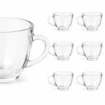 Jogo 6 Xícaras de Vidro Café Chá 100 ml Vidro Elegante Jogo 6 Xícaras de Vidro Café Chá 100 ml Vidro Elegante