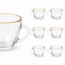 Jogo 6 Xícaras de Vidro Café Chá 100 ml Vidro Elegante Jogo 6 Xícaras de Vidro Café Chá 100 ml Vidro Elegante