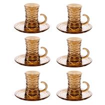 Jogo 6 Xícaras de Vidro Kitty Oasis C/ Pires Âmbar 100ml Café Chá Luxo Resistente Jogo 6 Xícaras de Vidro Kitty Oasis C/ Pires Âmbar 100ml Café Chá Luxo Resistente