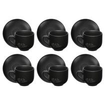 Jogo 6 Xícaras Em Porcelana C/Pires Manhattan Chá Café 90ml