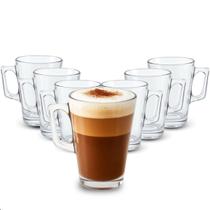 Jogo 6 Xícaras Em Vidro Kit Canecas Para Chá Café Capuccino