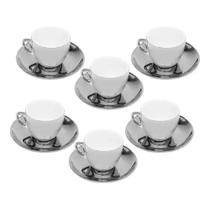 Jogo 6 Xicaras Espresso Luminus Prateada 90ml - Lyor