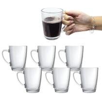 Jogo 6 Xícaras Grande Caneca De Vidro Transparente Dolce Gusto Chá Cappucino 250ml Jogo 6 Xícaras Grande Caneca De Vidro Transparente Dolce Gusto Chá Cappucino 250ml