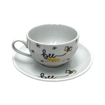 Jogo 6 Xícaras Honey C/Pires De Porcelana Café Chá 160ml