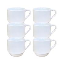 Jogo 6 Xícaras Hotel Empilháveis Porcelana Branca 170ml
