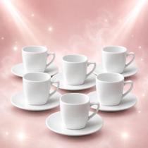 Jogo 6 Xícaras Opalina Com Pires 190ml Café E Chá Branca Kit Branco Liso Jogo 6 Xícaras Opalina Com Pires 190ml Café E Chá Branca Kit Branco Liso