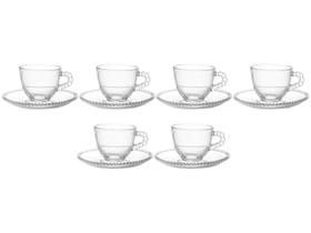 Jogo 6 xícaras para café com pires em vidro 90ml Pearl - Hauskraft - Haüskraft Jogo 6 xícaras para café com pires em vidro 90ml Pearl - Hauskraft - Haüskraft