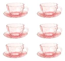 Jogo 6 Xícaras Peach De Vidro 90ml Cor Rosa