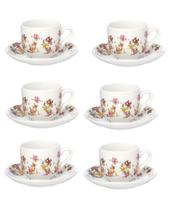 Jogo 6 Xicaras Porcelana 90ml Com Pires Floral Hauskraft Jogo 6 Xicaras Porcelana 90ml Com Pires Floral Hauskraft