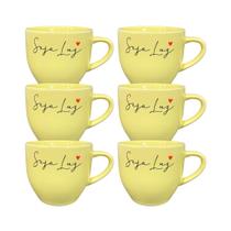 Jogo 6 Xícaras Porcelana Amarela Paris Seja Luz 170ml