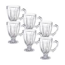 Jogo 6 Xícaras Taça Caneca Café Chá Cristal com Pé 90ml Transparente Luxo Chocolate Capuccino