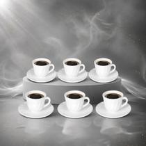 Jogo 6 Xícaras Vidro Opalina Com Pires 185ml Café Branca Kit Branco Espiral Em Relevo Jogo 6 Xícaras Vidro Opalina Com Pires 185ml Café Branca Kit Branco Espiral Em Relevo