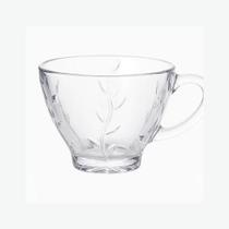 Jogo 6 Xícaras Vidro Transparente Dumiat Flowers Mandala Chá Café Elegante Cozinha Mesa Posta