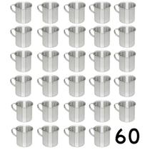 Jogo 60 Canecas De Alumínio Polido Resistente com Alça 300ML