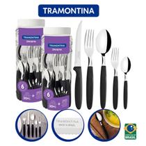 Jogo 60 Talheres Faqueiro Tramontina Faca Garfo Colher Preto