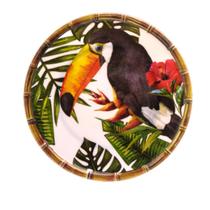 Jogo 6un Pratos para Sobremesa 22cm Estampa Arara Melamina BonGourmet