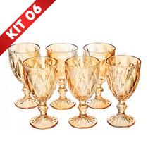 Jogo 6un Taças De Vidro Diamond Ambar Suco Água 310ml
