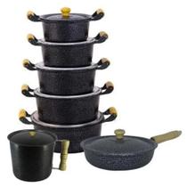 Jogo 7 Caçarolas, Frigideira e Canecão 2L Alumínio Craqueado Jogo 7 Caçarolas, Frigideira e Canecão 2L Alumínio Craqueado