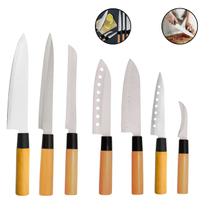 Jogo 7 Facas Japan Cozinha Gourmet Aço Inox Cabo Amadeirado Jogo 7 Facas Japan Cozinha Gourmet Aço Inox Cabo Amadeirado