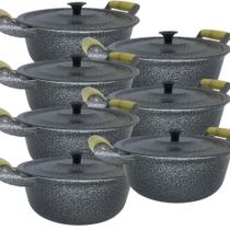 Jogo 7 Panela Alumínio Fundido Craqueada Caçarola Preto Jogo 7 Panela Alumínio Fundido Craqueada Caçarola Preto