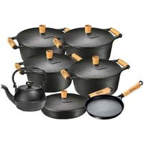 Jogo 7 Pçs Caçarolas, Frigideiras e Chaleira Ferro Fundido Jogo 7 Pçs Caçarolas, Frigideiras e Chaleira Ferro Fundido