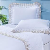 Jogo 7 Peças Algodão 100% Macio Bordado Luxo Decoração 200 Fios Queen