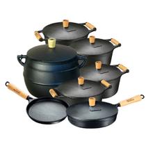 Jogo 7 Peças Caçarolas Frigideiras E Bojudo Panela Mineira