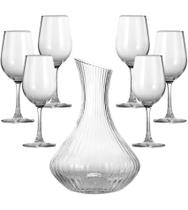 Jogo 7 Peças Decanter 1,7 Litros Com 6 Tacas 315ml Em Vidro