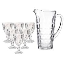 Jogo 7 Peças Jarra 1200ml Abacaxi 6 Taças 330ml Clear Vidro.