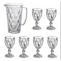 Jogo 7 Peças Jarra 1L De Vidro Diamante Clear 6 Taças 330ml Jogo 7 Peças Jarra 1L De Vidro Diamante Clear 6 Taças 330ml