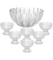 Jogo 7 Peças Para Sobremesa Geneva 1 Bowl 1,1l 6 Tacas 125ml Em Vidro
