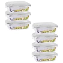 Jogo 7 Potes 640ml Vidro Hermético Anel Vedação