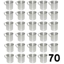 Jogo 70 Canecas De Aluminio Polido Resistente com alça 300ml