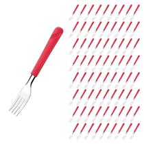 Jogo 72 Garfos Aço Inox e Plástico Vermelho Linha Luna