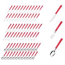 Jogo 72 Talheres Faca Garfo Colher Aço Inox Vermelho Luna