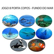 Jogo 8 Bolacha de Chopp com Tartaruga Marinha Raias Tubarão Redondo