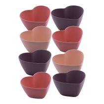 Jogo 8 Bowl de Coração Tigela Fibra de Bambu e PP Lines Coloridos 14x7cm Lyor