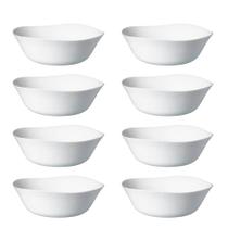 Jogo 8 Bowl de Vidro Opalino Branco Quadrado Tigela Molho Sobremesa 12cm Em Casa Tem