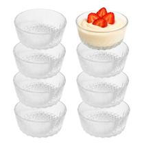 Jogo 8 Bowl de Vidro Pote para Sobremesa Clear Diamantino 260ml Em Casa Tem