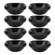 Jogo 8 Bowl Preto de Vidro Opalino Mini Tigela Quadrada 13,5cm Sobremesa Porções Cereal Em Casa Tem