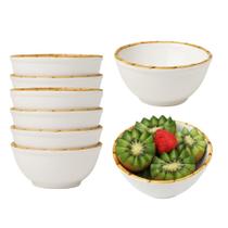 Jogo 8 Bowl Tigela Cumbuca Branco para Sopa Caldos Bambu Cerâmica Scalla 500ml